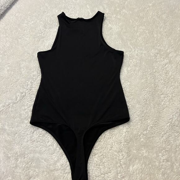 Express Women’s Body Contour Bodysuit Sz S Black Business Core Preppy Minimalist - Picture 2 of 6
